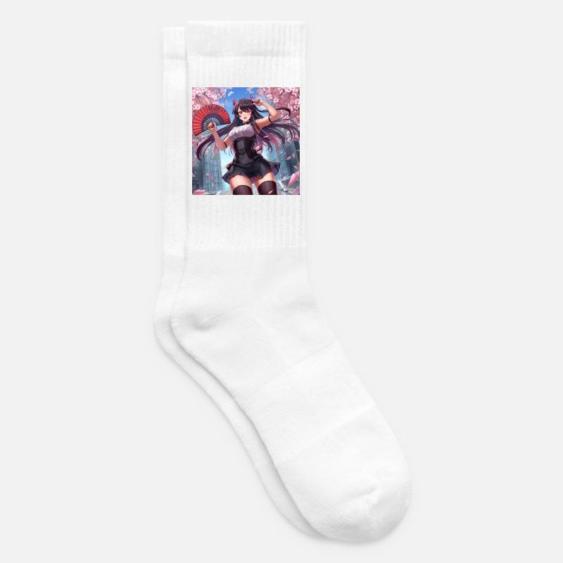 Dämonen Mädchen im Blütenwind - Tennissocken - Weiß