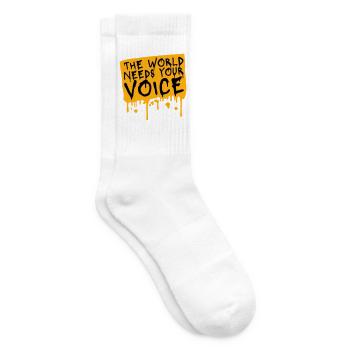 Die Welt Braucht Deine Stimme Inspirierend Zitat - Tennissocken - Weiß - Rechts