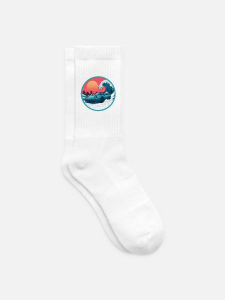 Der große Kanagawa-Wellen-Leistungs-Supersportwagen - Tennissocken - Weiß