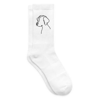 Croquis de chien aux oreilles tombantes – motif d’animal mignon - Chaussettes de tennis - blanc - Droite