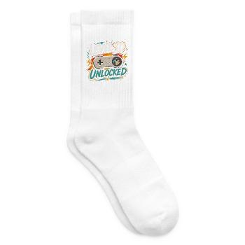 Level 10 freigeschaltetes 10-Jahres-Jubiläums-D-Geschenk - Tennissocken - Weiß - Rechts