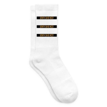 Growth Can Be Messy Personal Growth Quote Logo - Tennis socks - white - Right