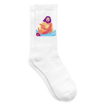 Jesus – Retro Pop Art - Tennissocken - Weiß - Rechts