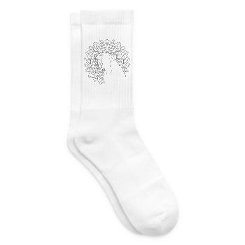 Bruellende Loewin im Mandala zum ausmalen - Tennissocken - Weiß - Rechts