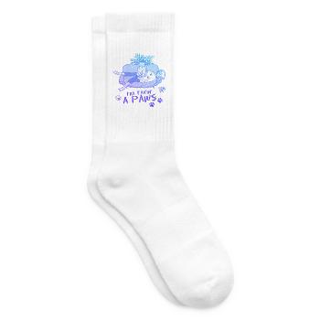 I'm taking a Paws - Cat making biscuits - Tennis socks - white - Right