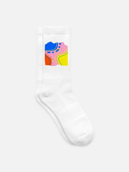 Abstraktes Farbfluss Kunstwerk - Tennissocken - Weiß