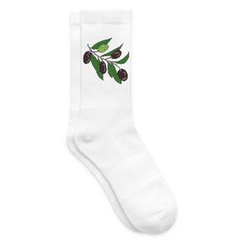 Olive branch vector print - Tennis socks - white - Right