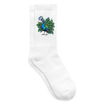 Pfauenfederstrahl Farbenspiel Pfau lustig comic - Tennissocken - Weiß - Rechts
