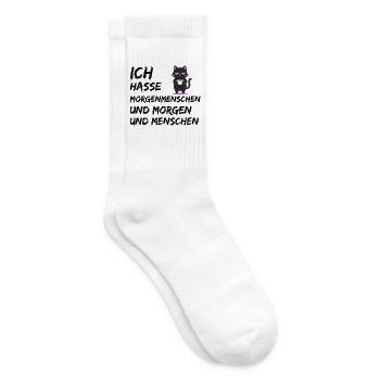 ICH HASSE MORGENMENSCHEN UND MORGEN UND MENSCHEN - Tennissocken - Weiß - Rechts