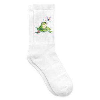 Libelle und Frosch für Insektensammler - Aquarell - Tennissocken - Weiß - Rechts