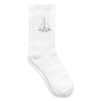 Cracked Sailboat – Minimalistisches Segelmotiv - Tennissocken - Weiß - Rechts