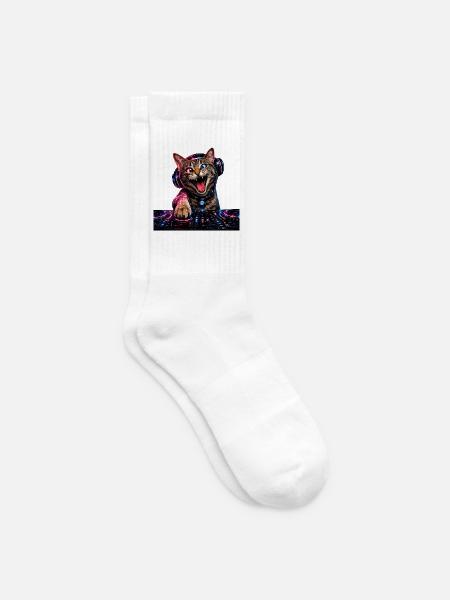 DropWild Loki Techno Cat DJ - Tennissocken - Weiß