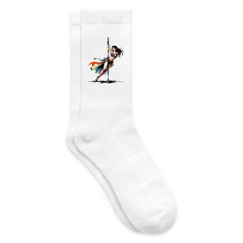 Pole Dance Kunst Skizze - Leidenschaft & Farbe - Tennissocken - Weiß - Rechts