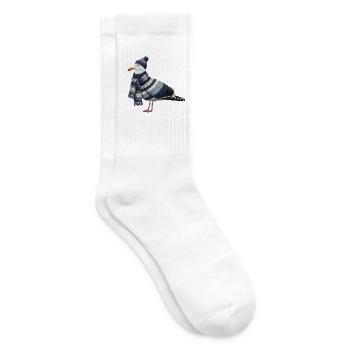 Möwe im Winter Strickoutfit Vogel Weihnachten - Tennissocken - Weiß - Rechts