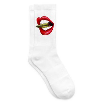 Rote Lippen beißen in die saure Apfel - Tennissocken - Weiß - Rechts