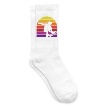 Skateboard Skater Retro Vintage Skaten Geschenk - Tennissocken - Weiß - Rechts