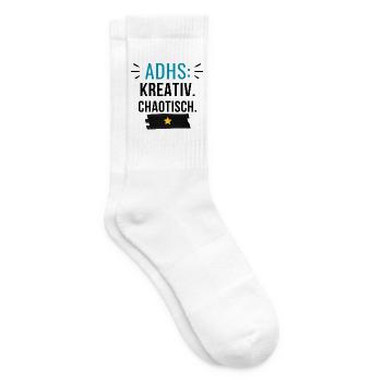 ADHS – Kreativ. Chaotisch. - Tennissocken - Weiß - Rechts