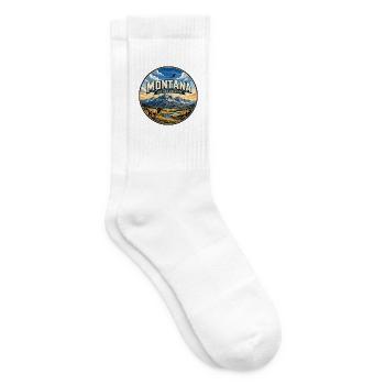 Montana Big Sky Country Retro Elk Mountain Abzeichen - Tennissocken - Weiß - Rechts