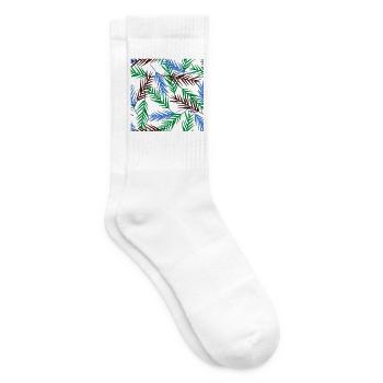 Farbige Blattzweige Muster - Tennissocken - Weiß - Rechts