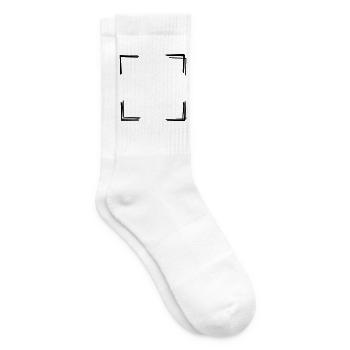 Rahmenecken handgezeichnet - Tennissocken - Weiß - Rechts