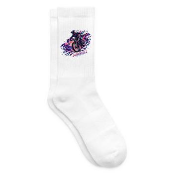Downhill MTB: Abstraktes Mountainbike Gebirge - Tennissocken - Weiß - Rechts