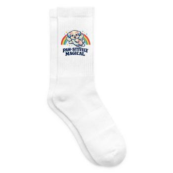 Paw-sitiv magischer Kawaii-Engelhund-Regenbogen - Tennissocken - Weiß - Rechts
