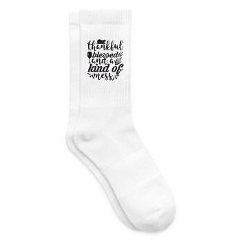 Thankful and a Kind of Mess Spruch - Tennissocken - Weiß - Rechts