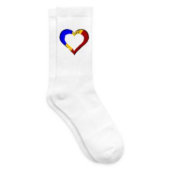 Herz der Rumänienflagge – gestreift - Tennissocken - Weiß - Rechts