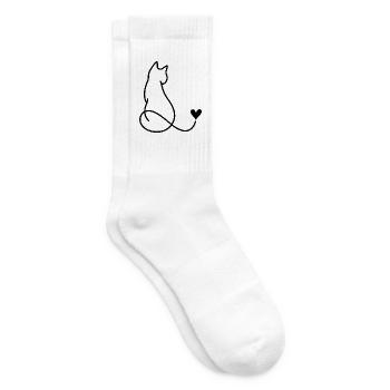 Katze mit Herz am Schwanz Katzenliebe - Tennissocken - Weiß - Rechts
