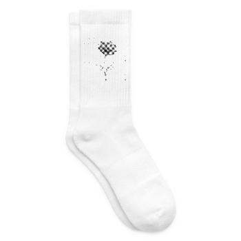Graustufenblüte im Halbton-Bipmap-Effekt - Tennissocken - Weiß - Rechts