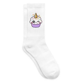 Pastell-Kawaii-Einhorn-Cupcake - Tennissocken - Weiß - Rechts