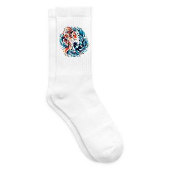 Koi Flow – Energie und Harmonie - Tennissocken - Weiß - Rechts