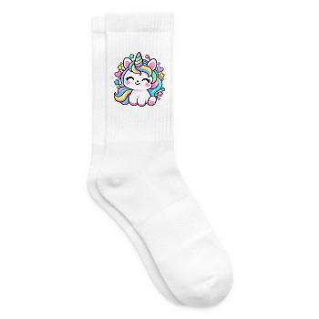Bezauberndes pastellfarbenes Regenbogen-Einhorn - Tennissocken - Weiß - Rechts
