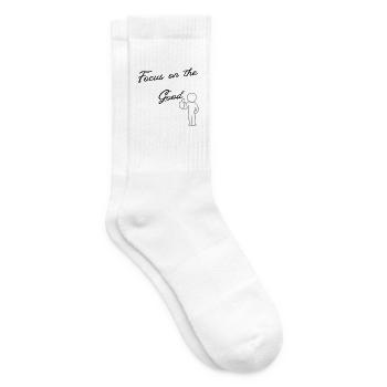 Fokussiere dich auf das gute Daumen-hoch-Zitat LensDyn - Tennissocken - Weiß - Rechts