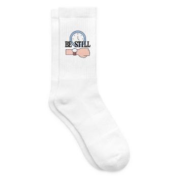 Be Still Clock Achtsamkeitszitat LensDyn - Tennissocken - Weiß - Rechts