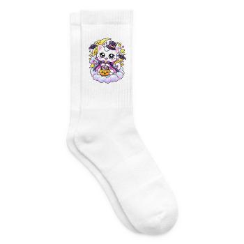 Halloween-Zaubererkatze - Tennissocken - Weiß - Rechts