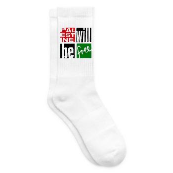 palestine will be free - on white - Tennissocken - Weiß - Rechts