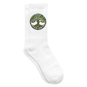 Bunter Lebensbaum - Tennissocken - Weiß - Rechts
