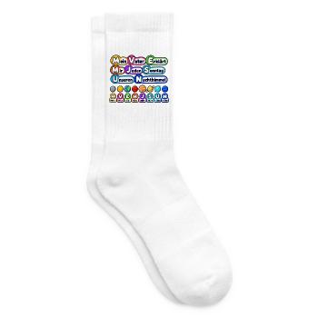Planeten Merksatz – M V E M J S U N - Tennissocken - Weiß - Rechts