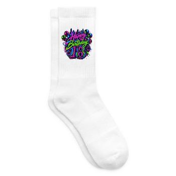18. Geburtstag Design Achtzehn - Tennissocken - Weiß - Rechts