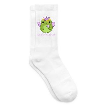 Fee Frosch mit Zauberstab Flügeln und Krönchen  - Tennissocken - Weiß - Rechts