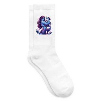 Starke Meerjungfrau zeigt Bizeps in Lila - Tennissocken - Weiß - Rechts