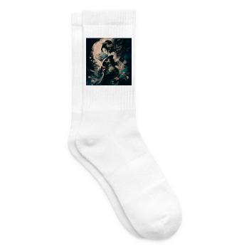 Geisha mit Fächer und Blumen - Tennissocken - Weiß - Rechts