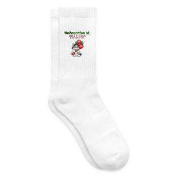 Weihnachten ist, wenn die Katze mit dekoriert - Tennissocken - Weiß - Rechts