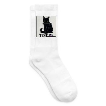 Schwarze Katze mit Messer im Maul - Tennissocken - Weiß - Rechts