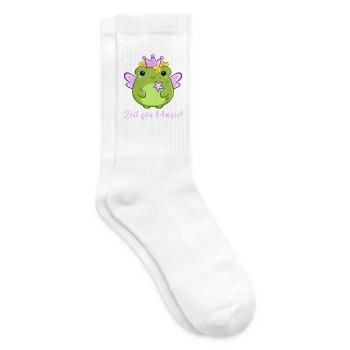 Zeit für Magie Frosch als Fee mit Zauberstab  - Tennissocken - Weiß - Rechts