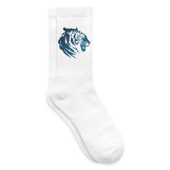 Azurblauer Tigerkopf-Silhouette im Profil - Tennissocken - Weiß - Rechts