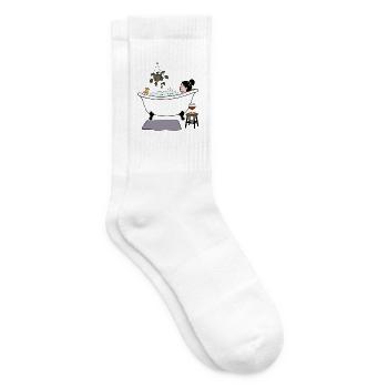 Entspannendes Schaumbad mit Wein & Badeente - Tennissocken - Weiß - Rechts