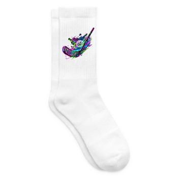 Neonfarbenes Floorball Feuerwerk - Tennissocken - Weiß - Rechts