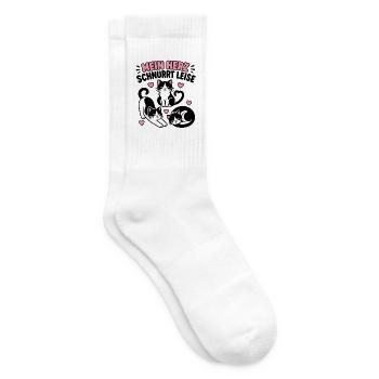 Mein Herz schnurrt leise – Katzen Silhouetten - Tennissocken - Weiß - Rechts